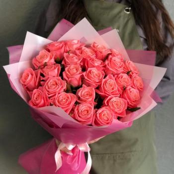 Розовые розы 50 см 25 шт. (Россия) артикул - 28490o