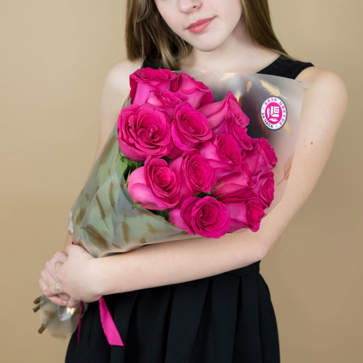 Букет из розовых роз 15 шт 40 см (Эквадор) код  7504o