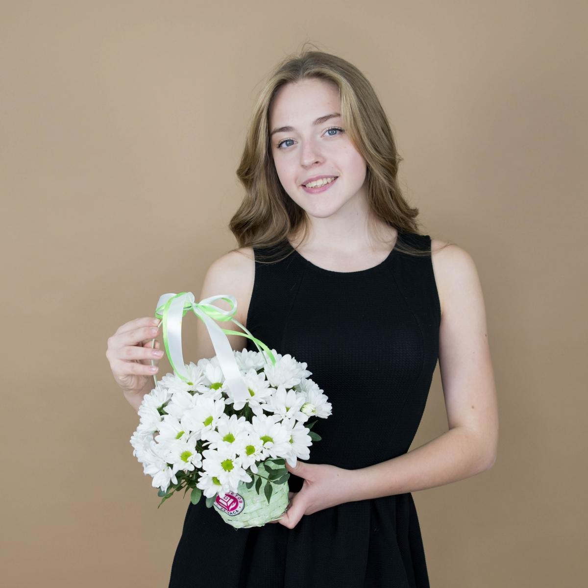 Хризантема белая в корзине articul  7560orbng